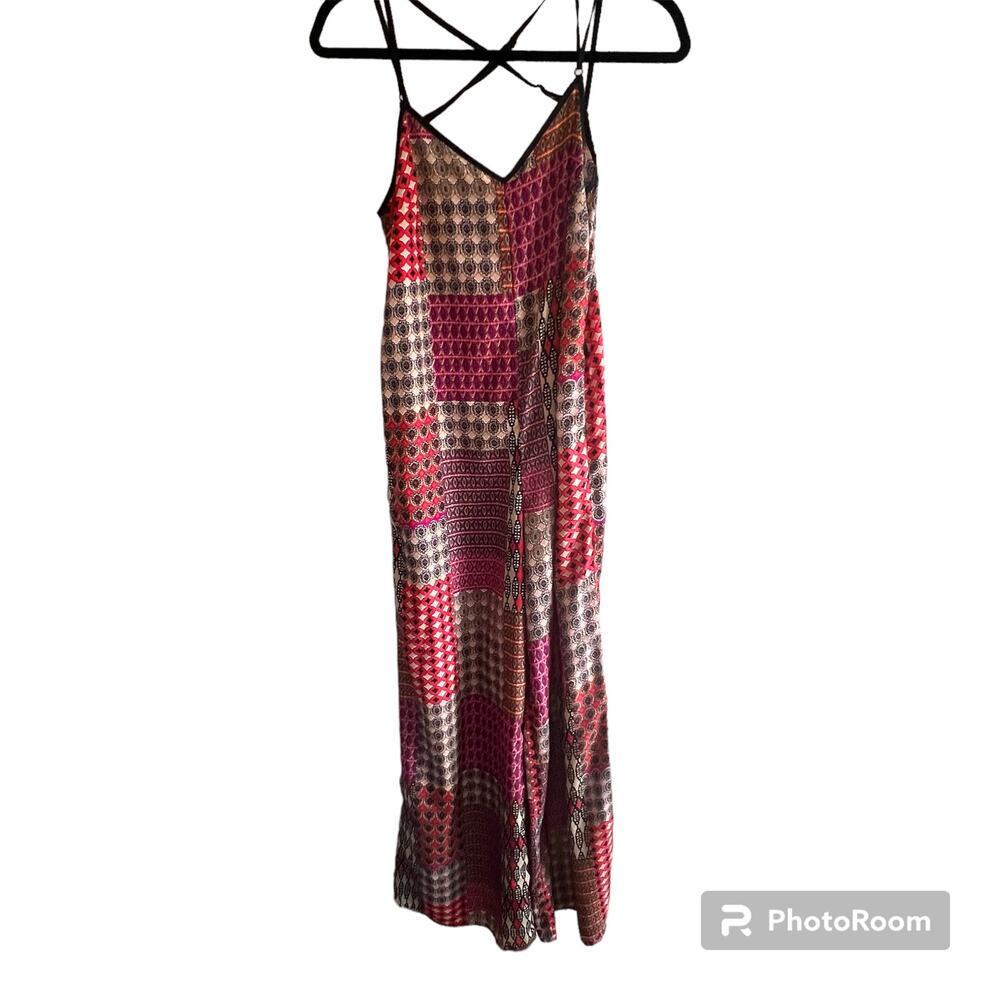 Sans Souci Pants Jumpsuit Womens XS Boho Multicolor Wide Leg